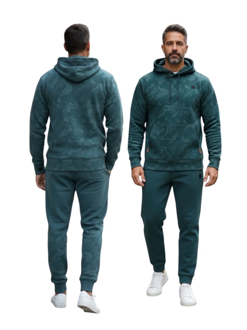 Reebok Men's Flow Balsam Print Teal Green Hooded Sweatshirt